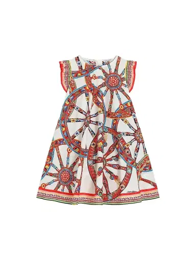 Dolce & Gabbana Little Girl's & Girl's Printed Flutter Sleeve Dress - Carretto | Thumbnail 1 Dolce & Gabbana Little Girl's & Girl's Printed Flutter Sleeve Dress - Carretto | Thumbnail 1