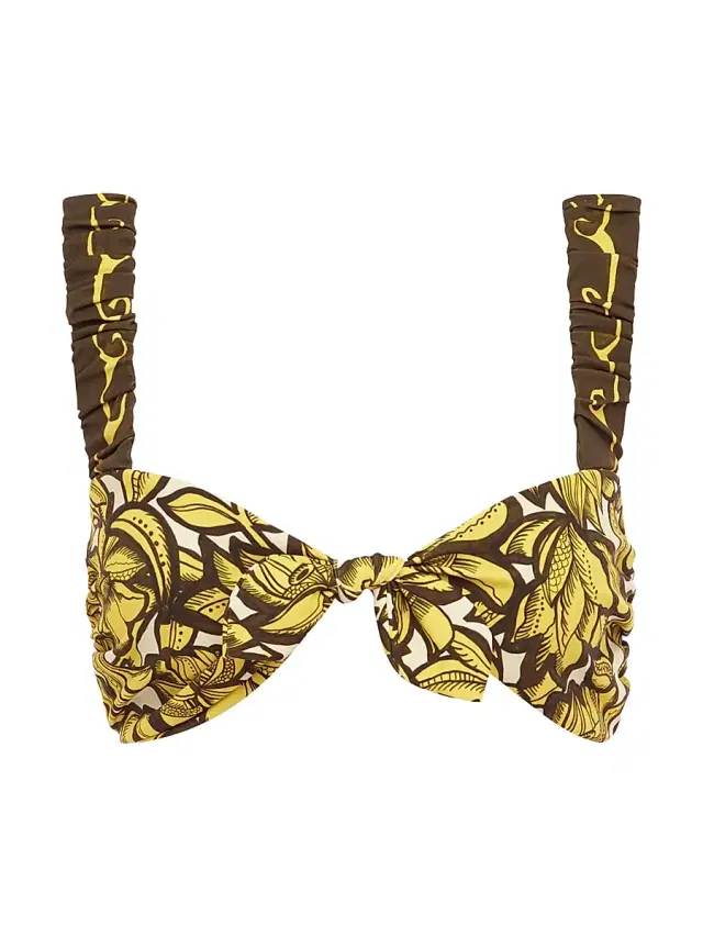 ALÉMAIS Women's Mona Floral Tie Bikini Top - Yellow