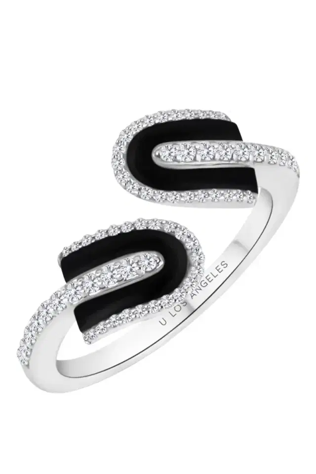 U LOS ANGELES Diamond Onyx U Duo Twist Ring