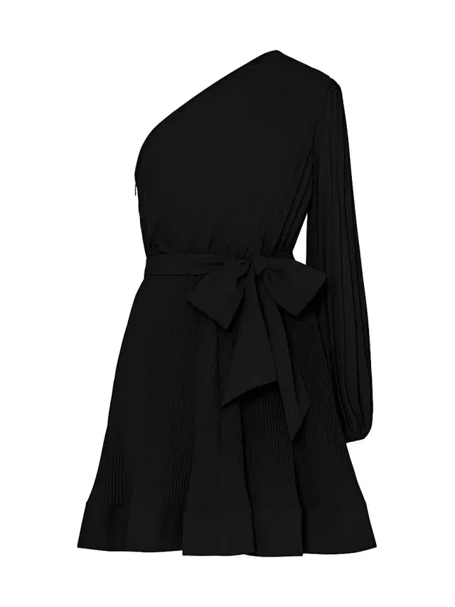 Milly Women's Linden Pleated One-Shoulder Minidress - Black