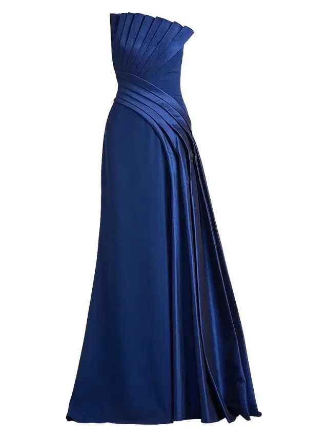 Tadashi Shoji Women's Belair Draped Taffeta & Crepe Strapless Gown - Navy