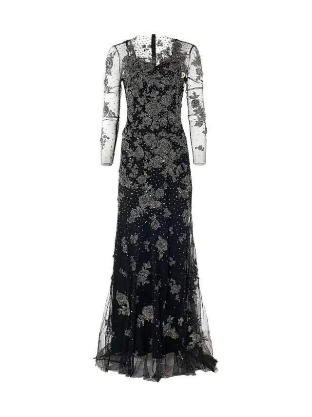 Carolina Herrera Women's Embellished Illusion Trumpet Gown - Black Multi