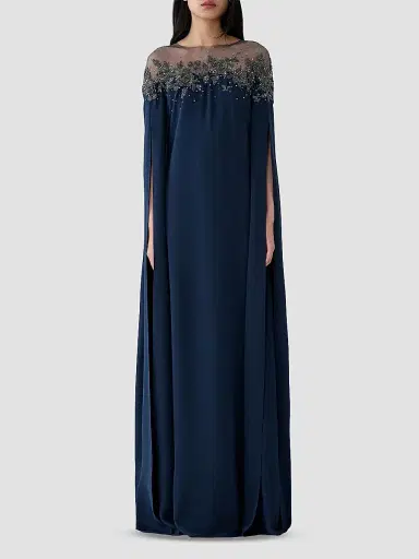Carolina Herrera Women's Embellished Yoke Caftan Gown - Midnight - Size 14 | Thumbnail 2 Carolina Herrera Women's Embellished Yoke Caftan Gown - Midnight - Size 14 | Thumbnail 2