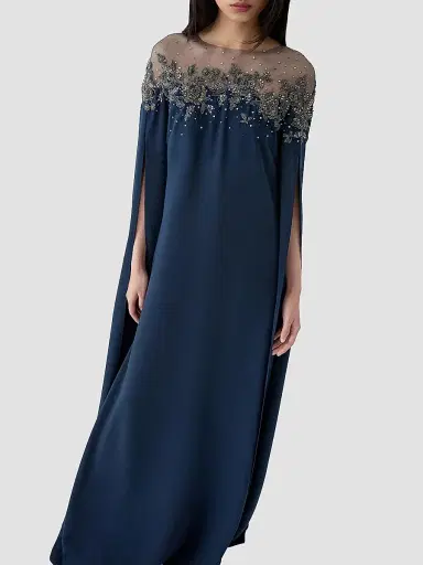 Carolina Herrera Women's Embellished Yoke Caftan Gown - Midnight - Size 14 | Thumbnail 4 Carolina Herrera Women's Embellished Yoke Caftan Gown - Midnight - Size 14 | Thumbnail 4
