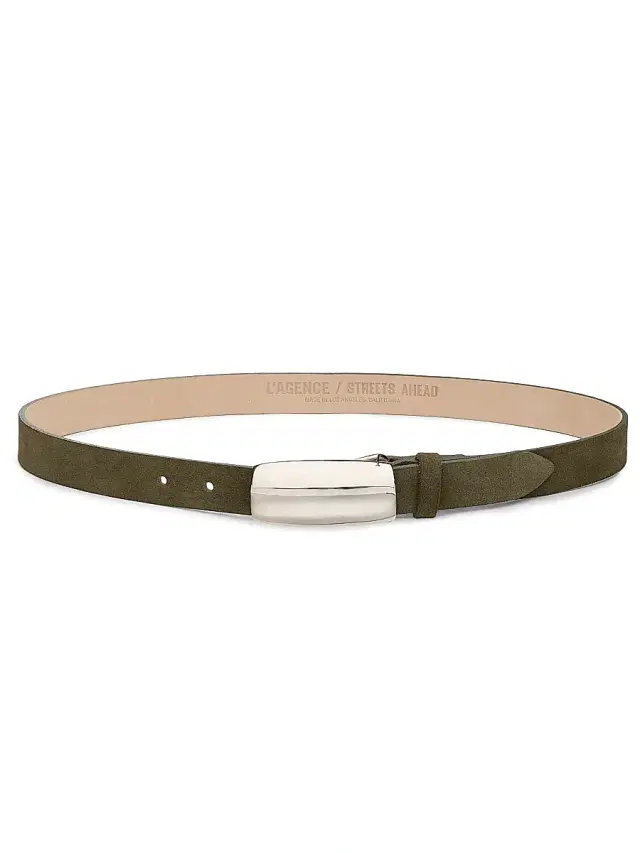 L'AGENCE Women's Marlowe Suede Belt - Olive Suede
