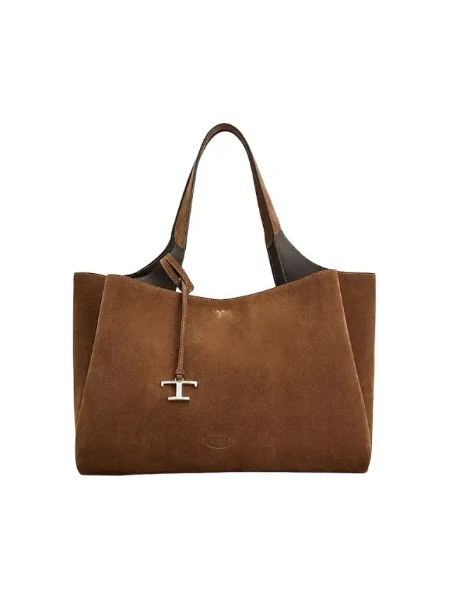 Tod's Women's  Logo Suede Tote Bag - Tobacoo Palissandro
