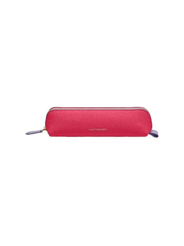 Maison de Sabre Leather Pencil Case - Fuchsia Lavender