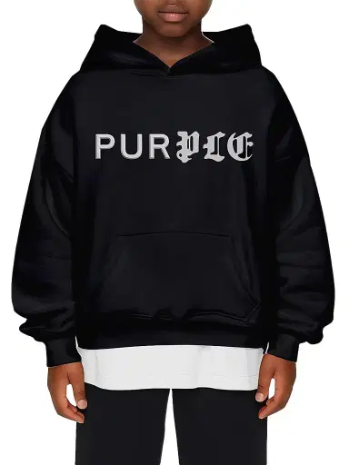 Purple Brand Little Boy's & Boy's Half & Half Logo-Print Cotton Hoodie - Black | Thumbnail 1