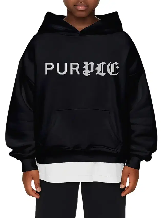 Purple Brand Little Boy's & Boy's Half & Half Logo-Print Cotton Hoodie - Black