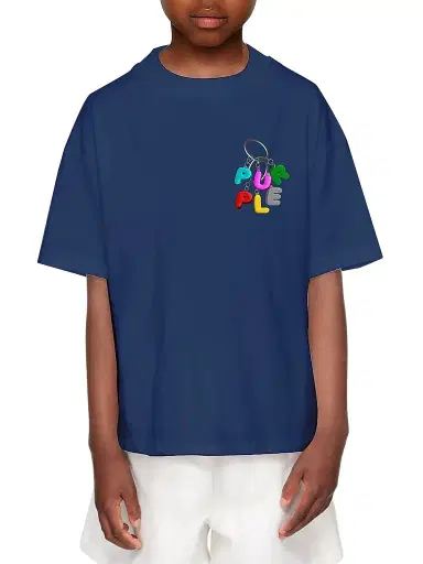 Purple Brand Little Boy's & Boy's Keychain Logo T-Shirt - Navy | Thumbnail 1