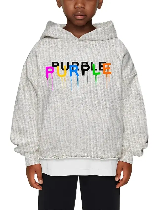 Purple Brand Little Boy's & Boy's Painted Wordmark Cotton Hoodie - Heather