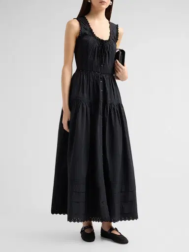 DÔEN Women's Hortense Button-Front Cotton Maxi Dress | Thumbnail 4
