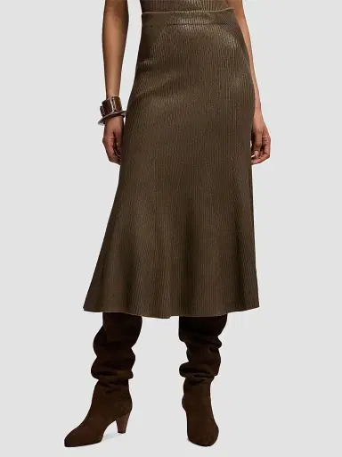 Ralph Lauren Collection Women's Adrianna Foiled Rib-Knit Sweater Skirt - Portobello | Thumbnail 2