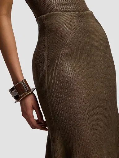Ralph Lauren Collection Women's Adrianna Foiled Rib-Knit Sweater Skirt - Portobello | Thumbnail 6