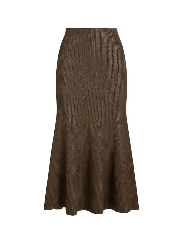 Ralph Lauren Collection Women's Adrianna Foiled Rib-Knit Sweater Skirt - Portobello