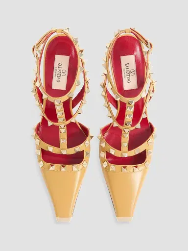 Valentino Garavani Women's Rockstud Kidskin 100MM Pumps - Ochre | Thumbnail 4