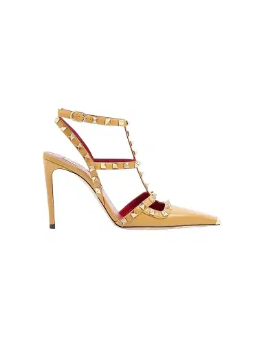 Valentino Garavani Women's Rockstud Kidskin 100MM Pumps - Ochre | Thumbnail 1