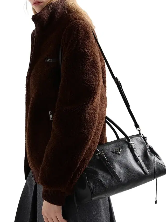 Prada Women's Bonnie  Antiqued Leather Tote Bag - Black