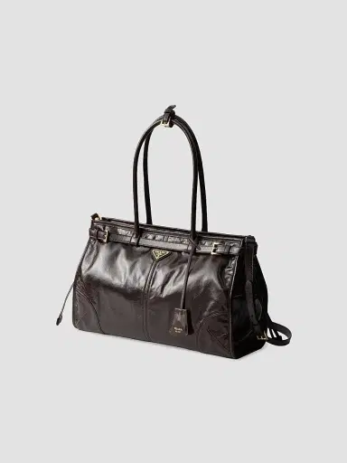 Prada Women's Bonnie Leather Top Handle Bag - Brown | Thumbnail 2 Prada Women's Bonnie Leather Top Handle Bag - Brown | Thumbnail 2