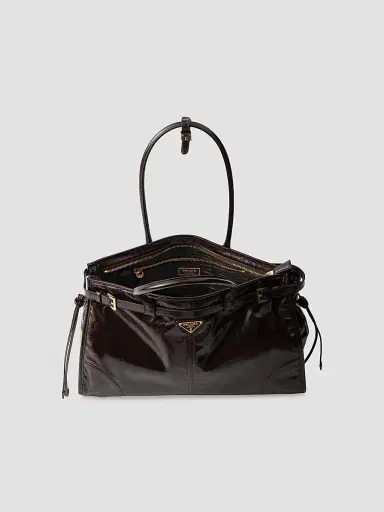 Prada Women's Bonnie Leather Top Handle Bag - Brown | Thumbnail 4 Prada Women's Bonnie Leather Top Handle Bag - Brown | Thumbnail 4