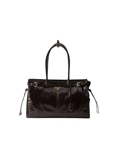 Prada Women's Bonnie Leather Top Handle Bag - Brown | Thumbnail 1 Prada Women's Bonnie Leather Top Handle Bag - Brown | Thumbnail 1