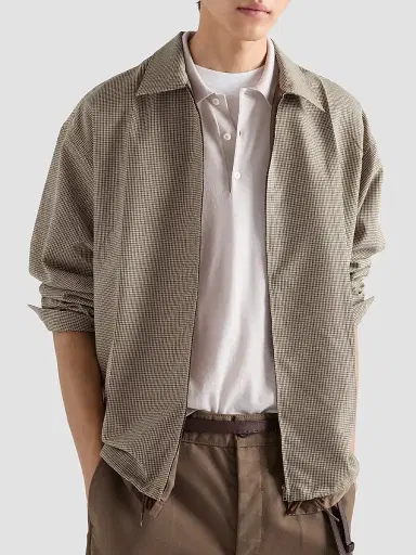 Prada Men's Superfine Wool Polo Shirt - Beige Khaki | Thumbnail 3