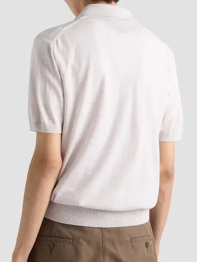 Prada Men's Superfine Wool Polo Shirt - Beige Khaki | Thumbnail 4
