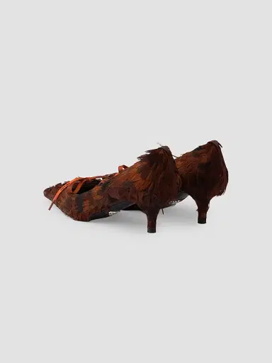 Prada Women's Feather Embellished Satin Pumps - Brown | Thumbnail 3 Prada Women's Feather Embellished Satin Pumps - Brown | Thumbnail 3