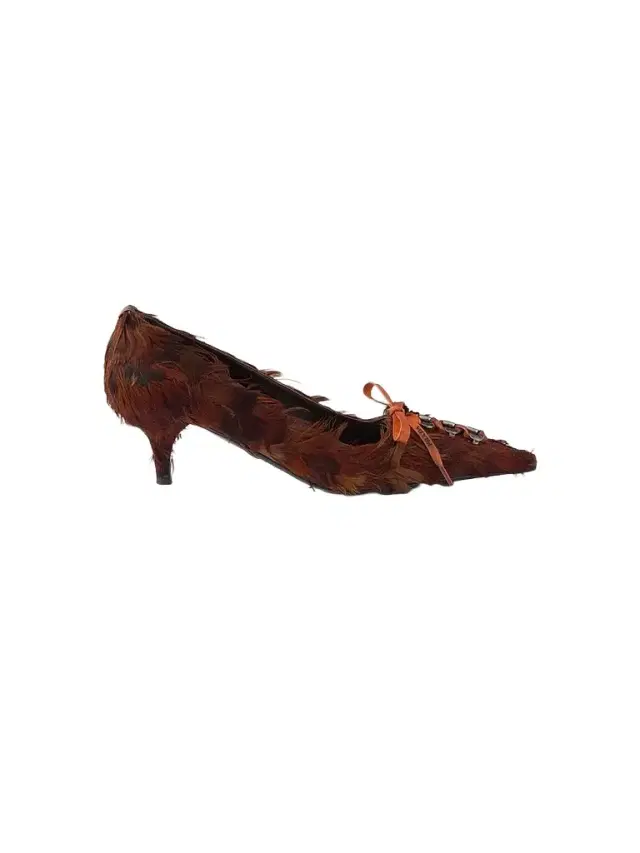 Prada Women's Feather Embellished Satin Pumps - Brown