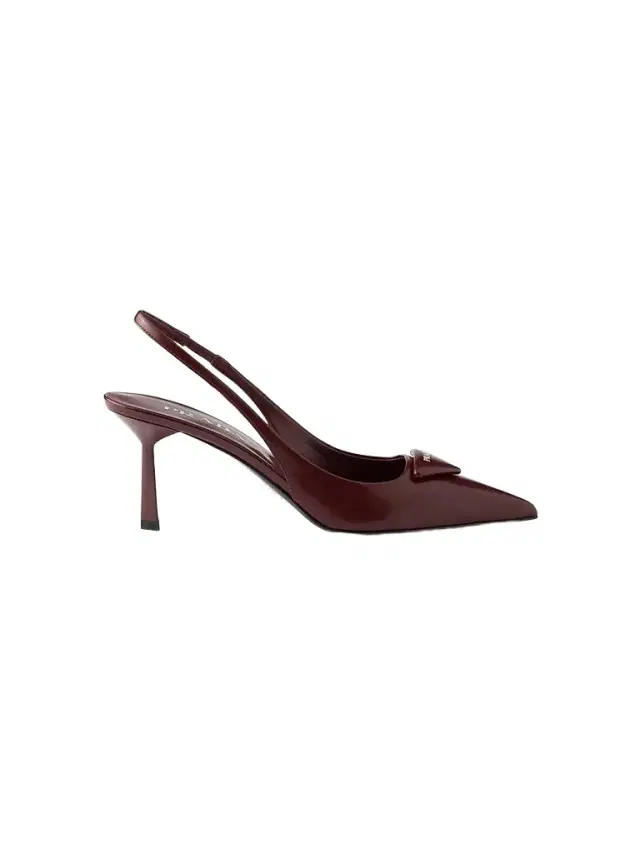 Prada Women's Brushed Leather Slingback Pumps - Dark Red
