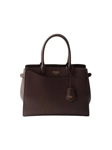 Prada Women's Prelude Large Leather Top Handle Bag - Dark Brown | Thumbnail 1
