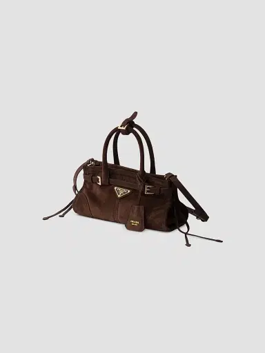 Prada Women's Bonnie Suede Top Handle Bag - Dark Brown | Thumbnail 2