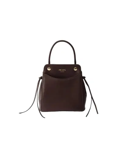 Prada Women's Carry Mini Leather Top Handle Bag - Dark Brown | Thumbnail 1 Prada Women's Carry Mini Leather Top Handle Bag - Dark Brown | Thumbnail 1