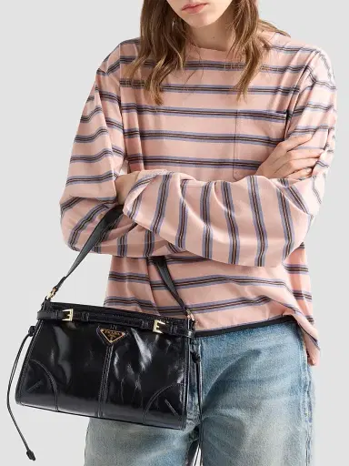 Prada Women's Bonnie Leather Top Handle Bag - Black | Thumbnail 3 Prada Women's Bonnie Leather Top Handle Bag - Black | Thumbnail 3