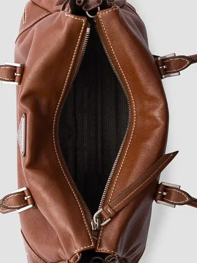 Prada Women's Bonnie Antiqued Leather Top Handle Bag - Brown | Thumbnail 3 Prada Women's Bonnie Antiqued Leather Top Handle Bag - Brown | Thumbnail 3