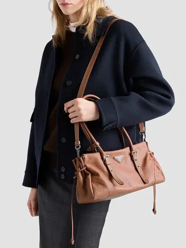 Prada Women's Bonnie Antiqued Leather Top Handle Bag - Brown | Thumbnail 7 Prada Women's Bonnie Antiqued Leather Top Handle Bag - Brown | Thumbnail 7