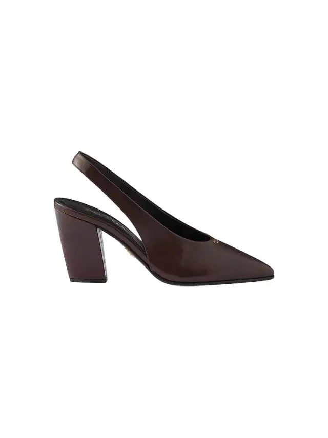 Prada Women's Leather Slingback Pumps - Brown