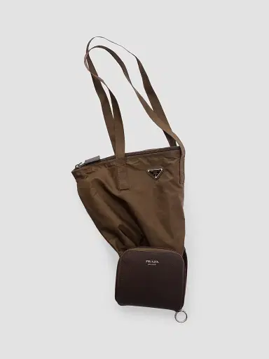 Prada Women's Saffiano Leather Pendant with Re-Nylon Tote Bag | Thumbnail 3 Prada Women's Saffiano Leather Pendant with Re-Nylon Tote Bag | Thumbnail 3