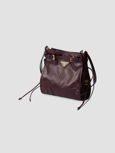 Prada Women's Bonnie Leather Mini Shoulder Bag - Dark Red | Thumbnail 4 Prada Women's Bonnie Leather Mini Shoulder Bag - Dark Red | Thumbnail 4