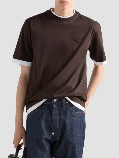 Prada Men's Cotton T-Shirt - Brown - Size XXL | Thumbnail 2 Prada Men's Cotton T-Shirt - Brown - Size XXL | Thumbnail 2