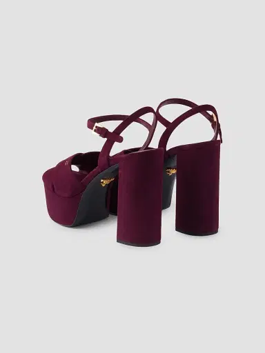 Prada Women's Suede Platform Sandals - Dark Red - Size 11.5 | Thumbnail 3 Prada Women's Suede Platform Sandals - Dark Red - Size 11.5 | Thumbnail 3