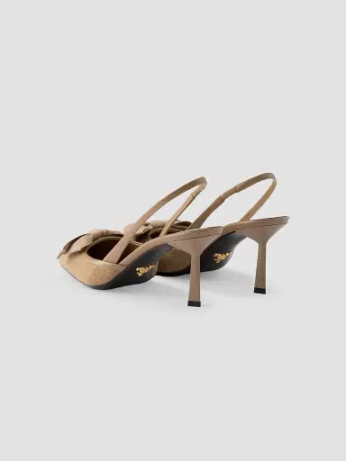 Prada Women's Fabric Slingback Pumps - Brown - Size 12 | Thumbnail 3