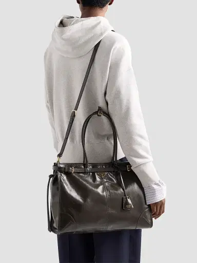 Prada Women's Bonnie Extra-Large Leather Top Handle Bag | Thumbnail 2 Prada Women's Bonnie Extra-Large Leather Top Handle Bag | Thumbnail 2