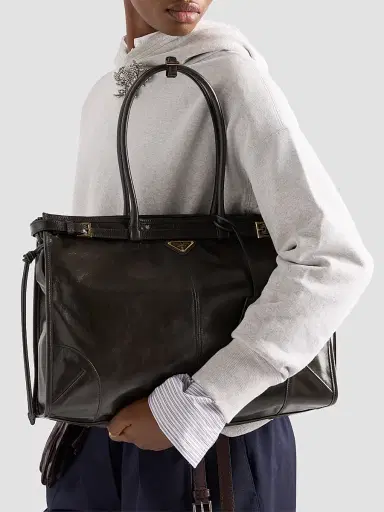 Prada Women's Bonnie Extra-Large Leather Top Handle Bag | Thumbnail 3 Prada Women's Bonnie Extra-Large Leather Top Handle Bag | Thumbnail 3