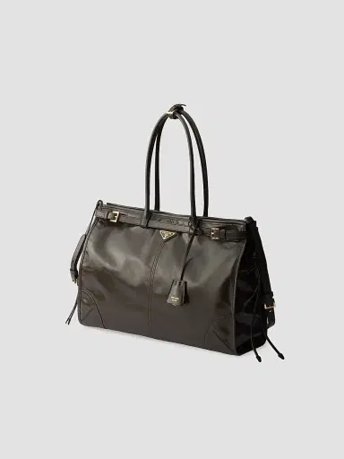 Prada Women's Bonnie Extra-Large Leather Top Handle Bag | Thumbnail 4 Prada Women's Bonnie Extra-Large Leather Top Handle Bag | Thumbnail 4