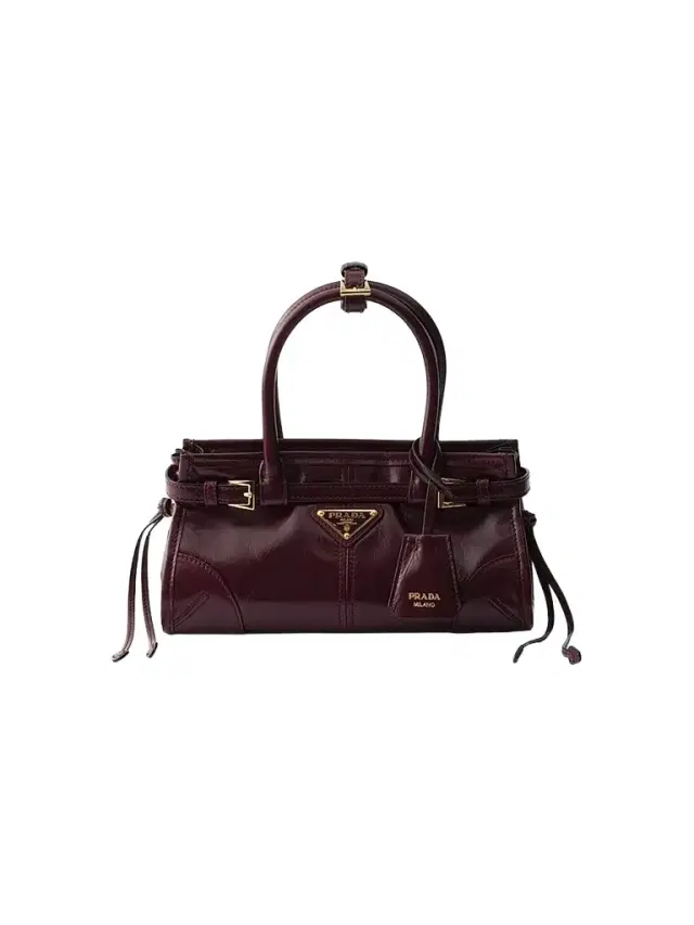 Prada Women's Bonnie Leather Top Handle Bag - Dark Red
