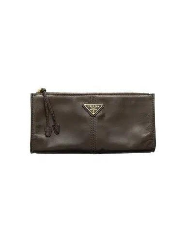 Prada Women's Leather Pouch - Olive Green | Thumbnail 1