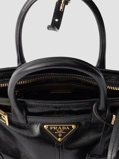 Prada Women's Bonnie Leather Top Handle Bag - Black | Thumbnail 4 Prada Women's Bonnie Leather Top Handle Bag - Black | Thumbnail 4