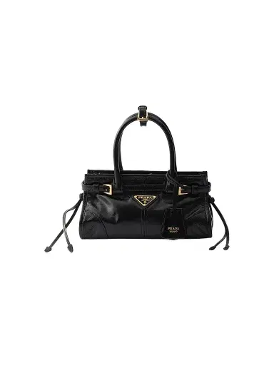Prada Women's Bonnie Leather Top Handle Bag - Black | Thumbnail 1 Prada Women's Bonnie Leather Top Handle Bag - Black | Thumbnail 1