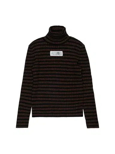 Maison Margiela Little Kid's & Kid's Striped Jersey Turtleneck Sweater - Striped Brown - Size 8 | Thumbnail 1 Maison Margiela Little Kid's & Kid's Striped Jersey Turtleneck Sweater - Striped Brown - Size 8 | Thumbnail 1